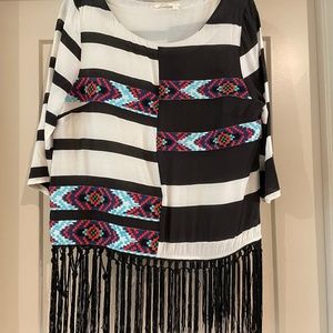 Floreat (Anthropologie) striped top with fringe